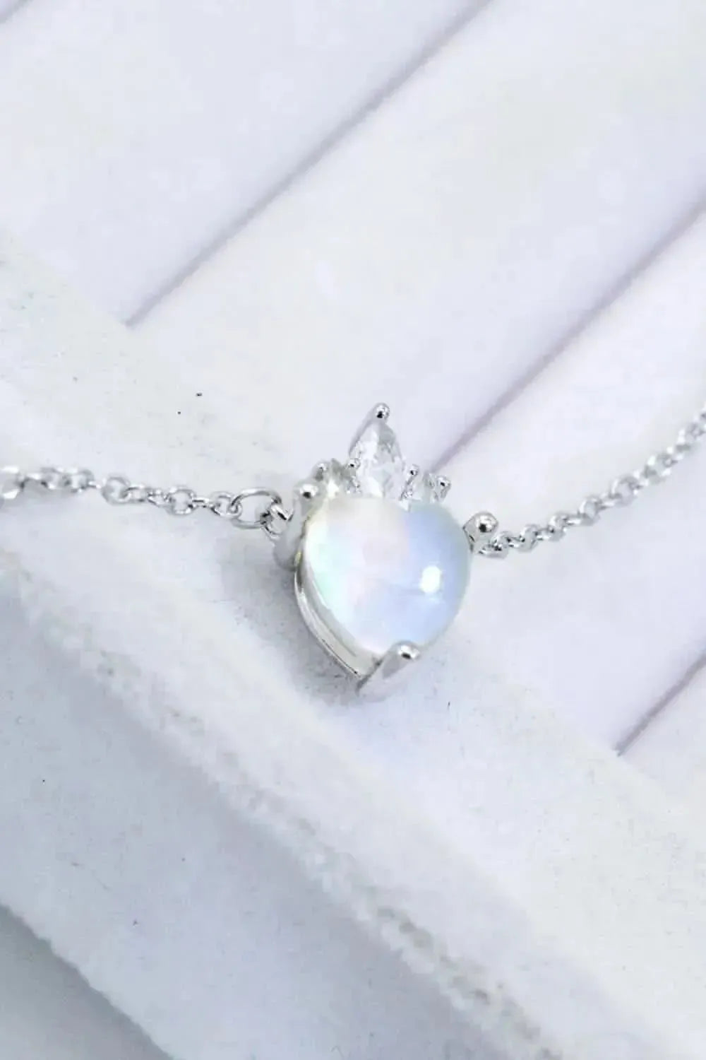 925 Sterling Silver Moonstone Heart Pendant Necklace - Bad Moms Club