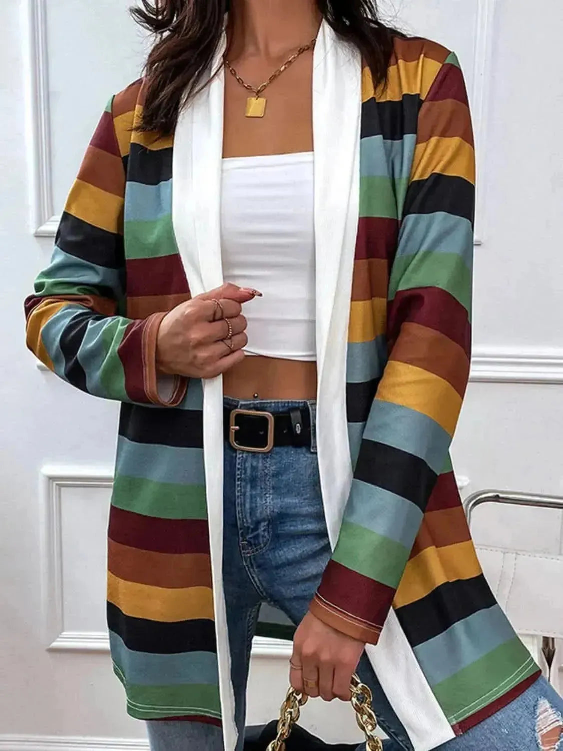 Color Block Open Front Cardigan - Bad Moms Club