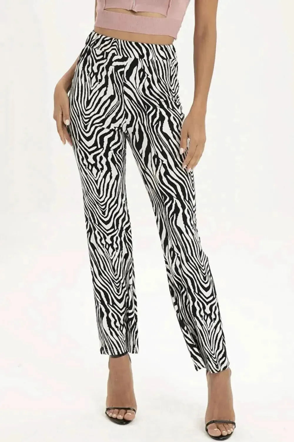 Zebra Print Straight Leg Pants - Bad Moms Club
