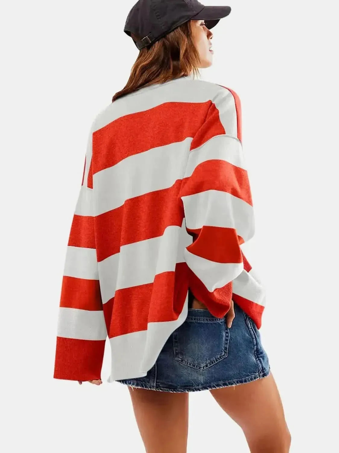 Color Block Half Zip Long Sleeve Sweater - Bad Moms Club