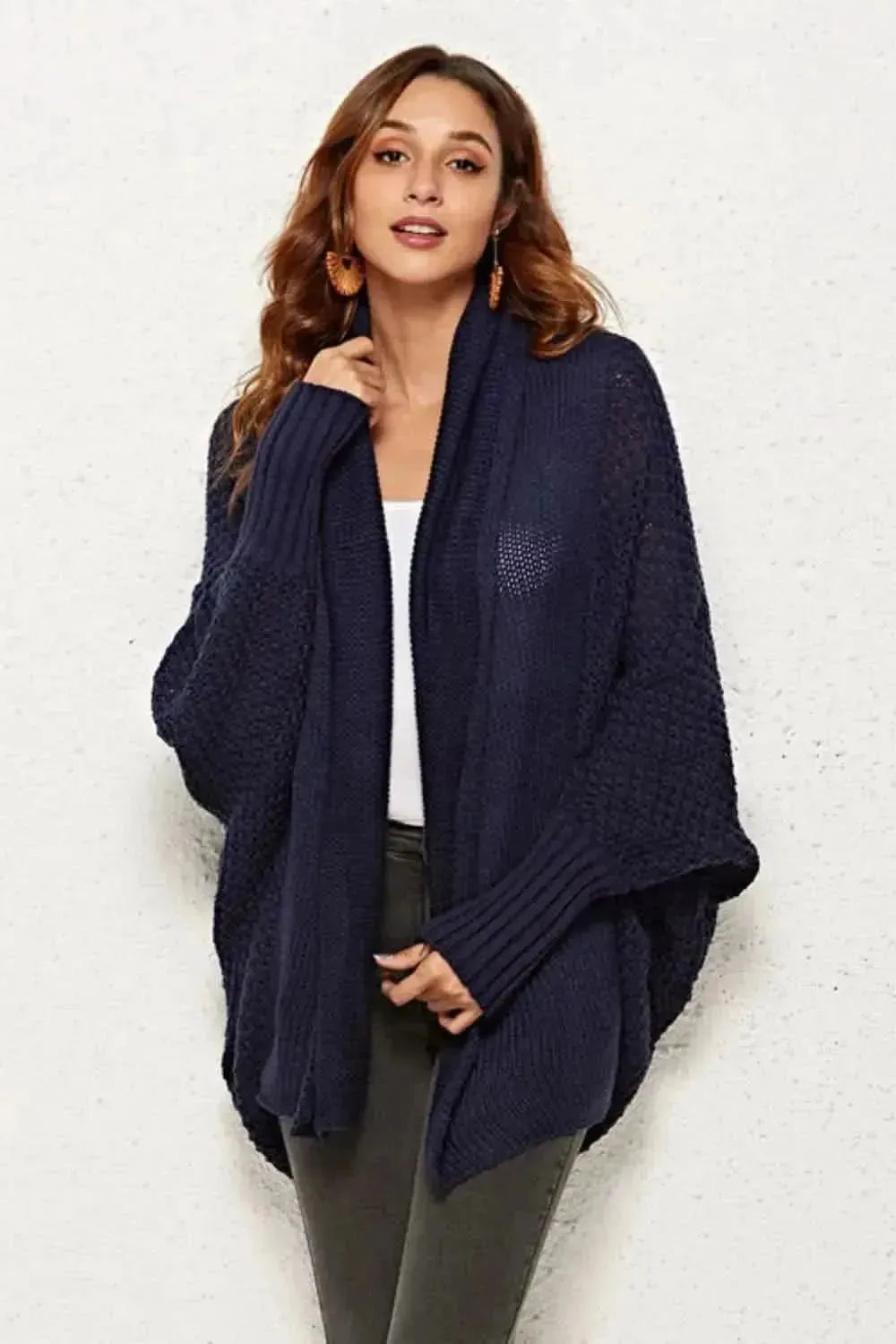 Open Front Dolman Sleeve Longline Cardigan - Bad Moms Club