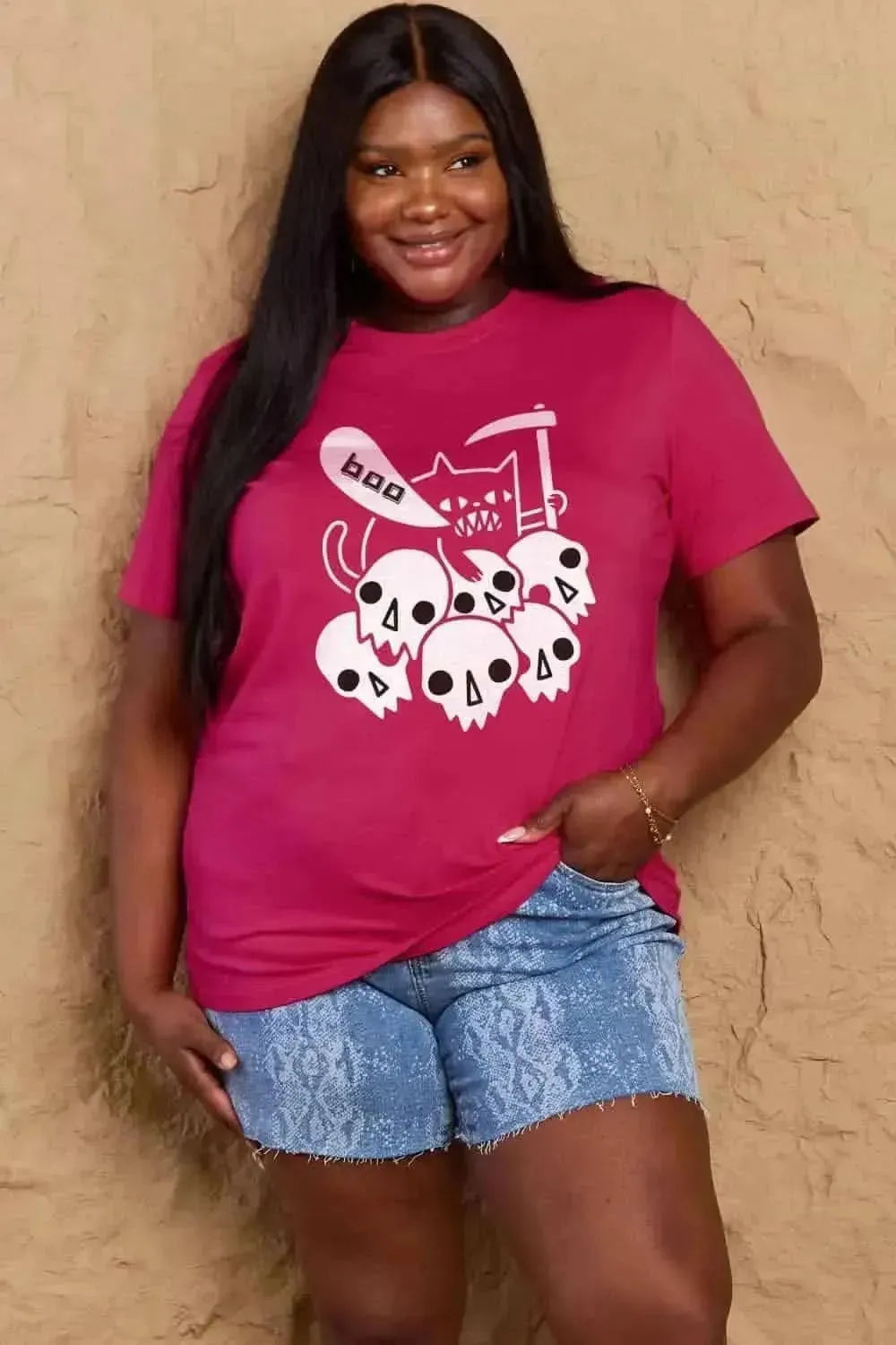 Simply Love Full Size Graphic BOO Cotton T-Shirt - Bad Moms Club