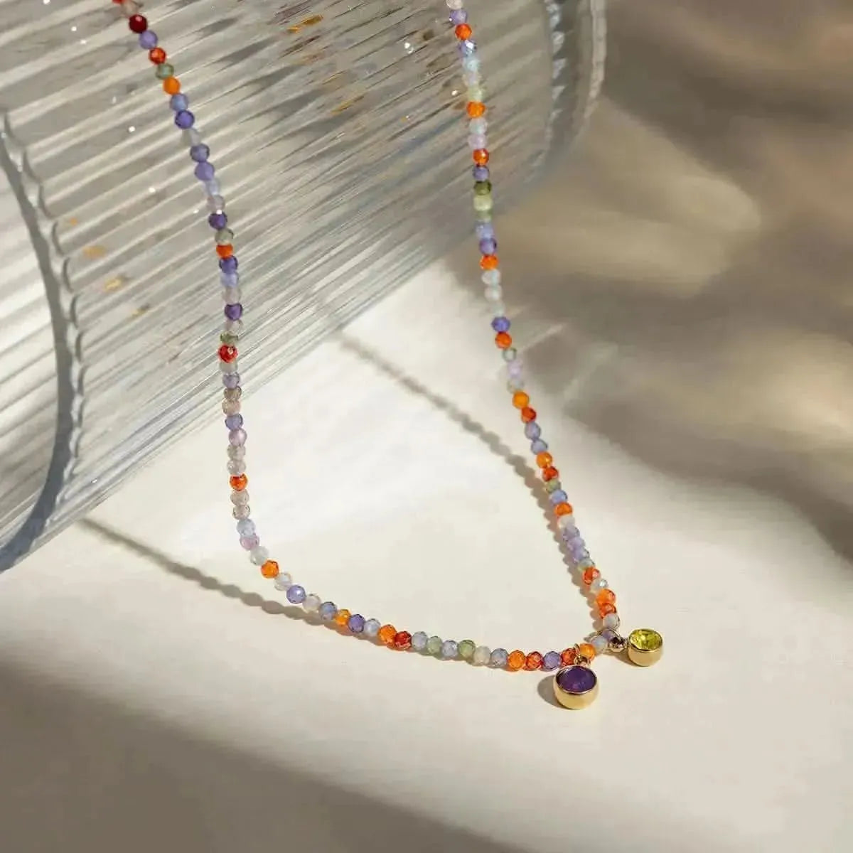 Stainless Steel Glass Stone Necklace - Bad Moms Club