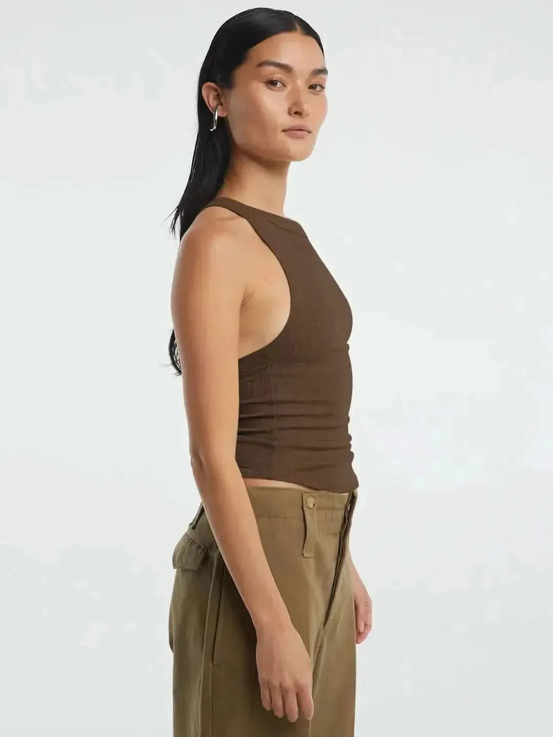 Halter Neck Ribbed Cropped Top - Bad Moms Club