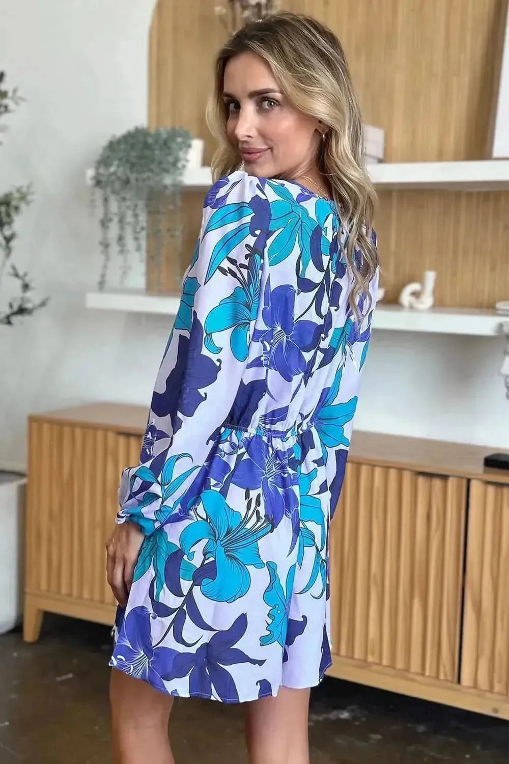 Double Take Full Size Floral Long Sleeve Romper with Pockets - Bad Moms Club