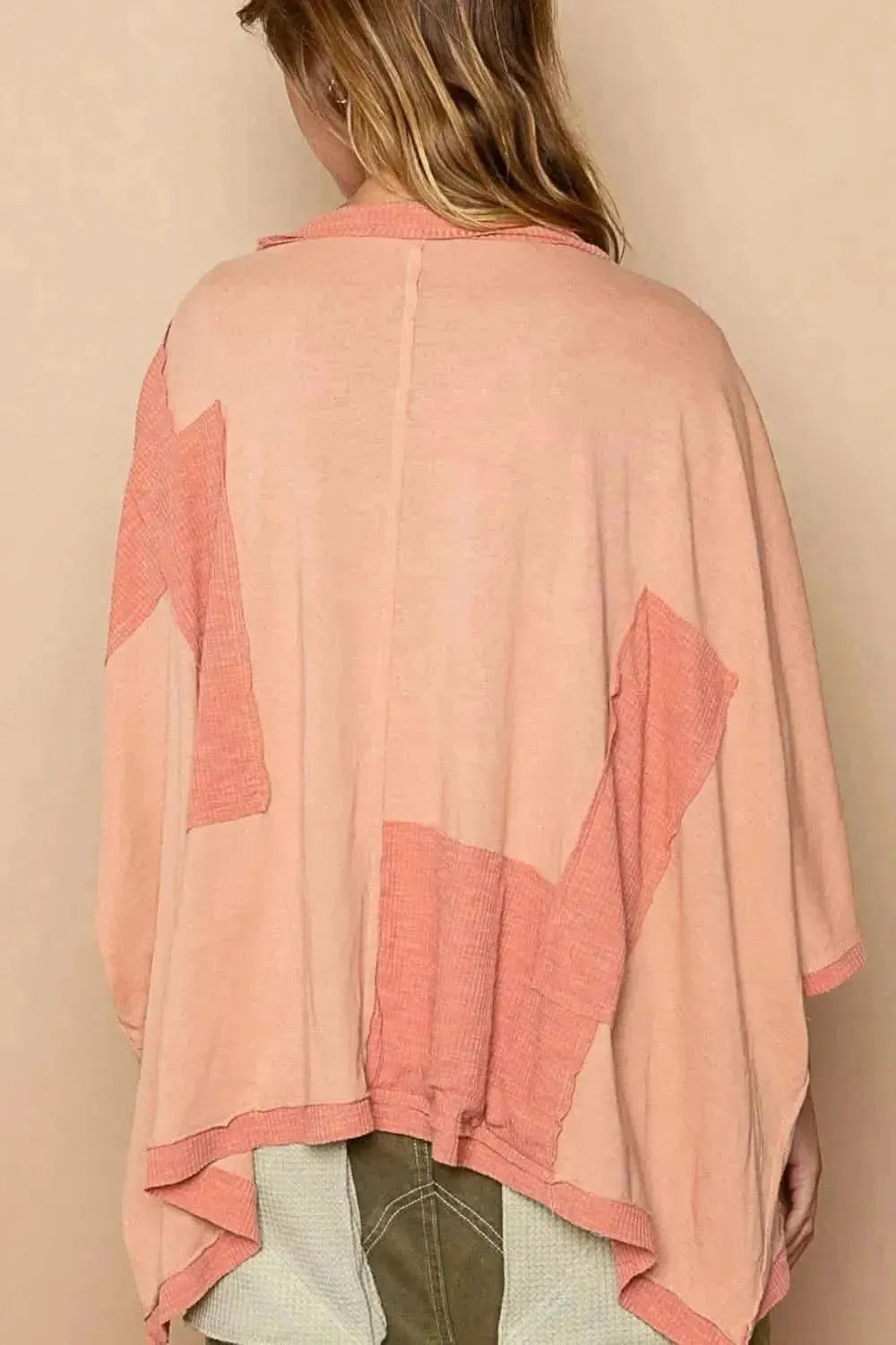POL Frayed Edge Patchwork Oversized T-Shirt - Bad Moms Club