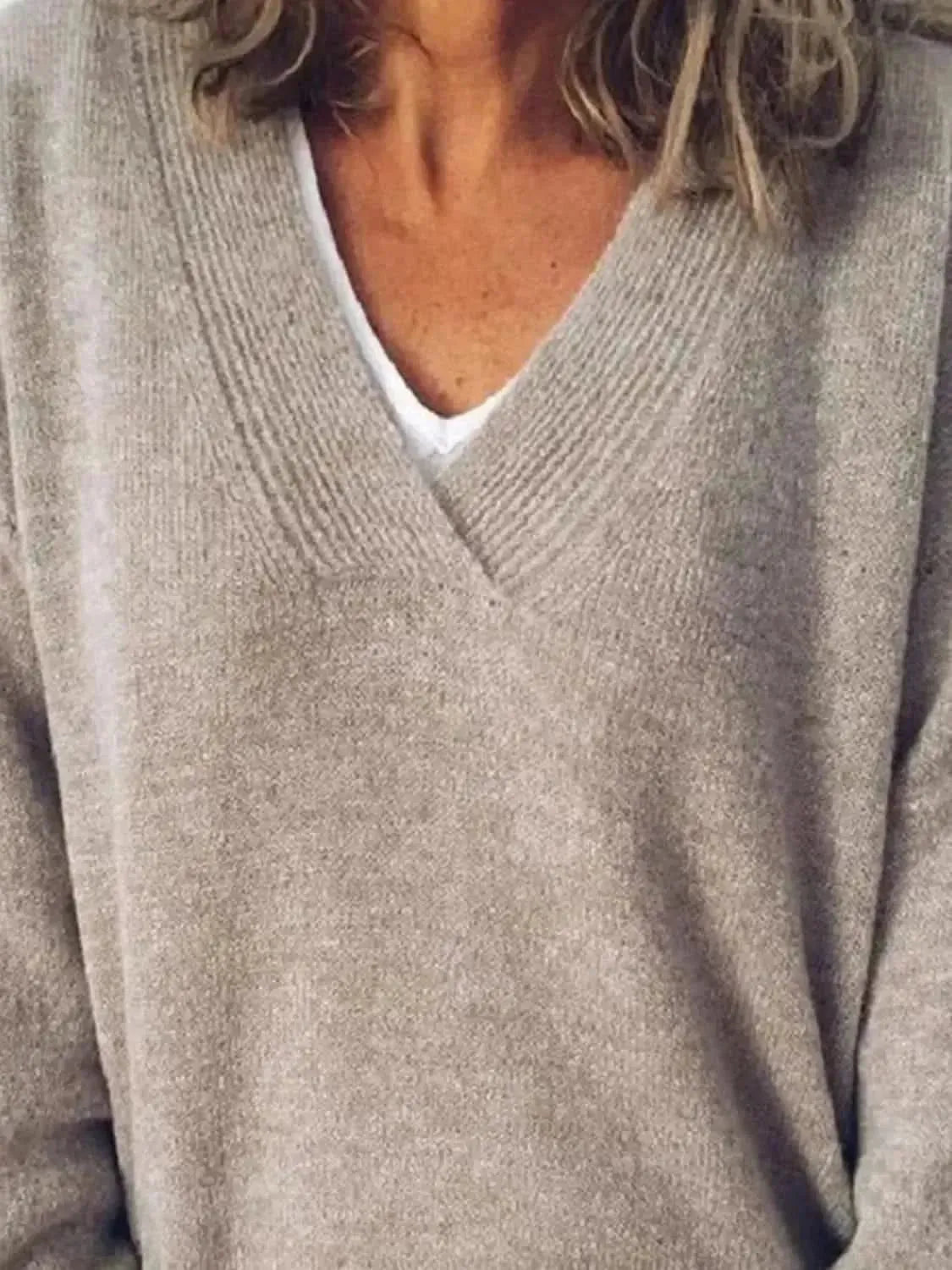 V-Neck Dropped Shoulder Sweater - Bad Moms Club