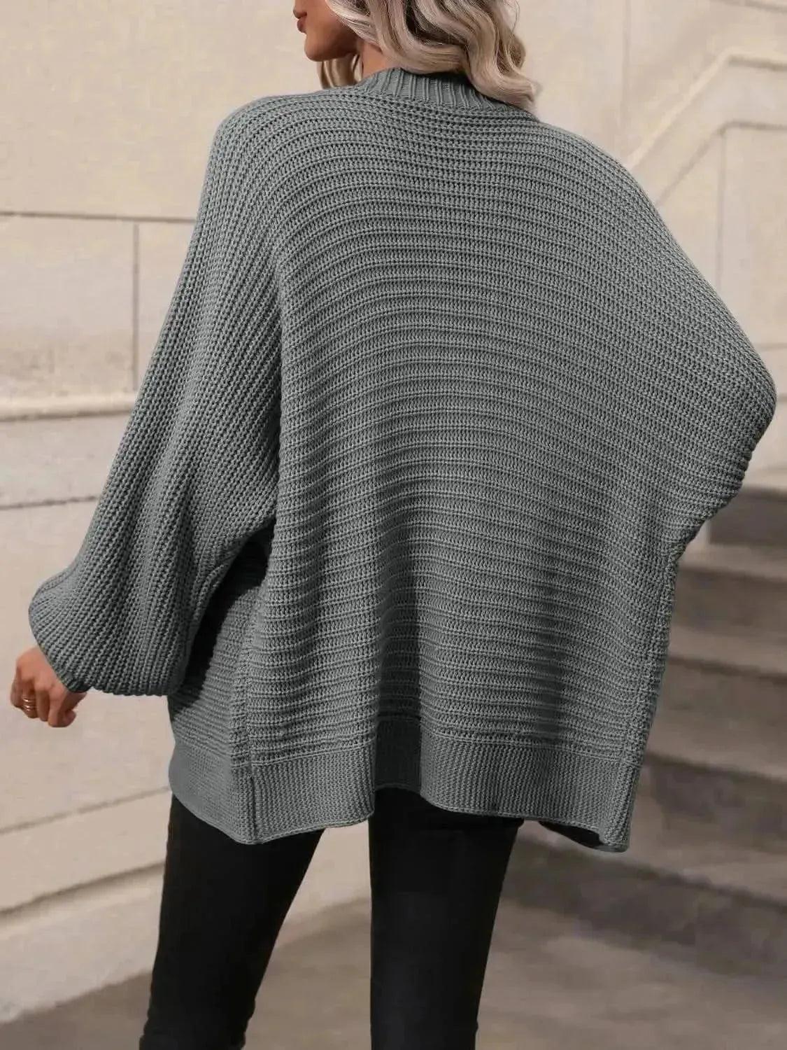 Button Down Horizontal-Ribbing Longline Cardigan - Bad Moms Club