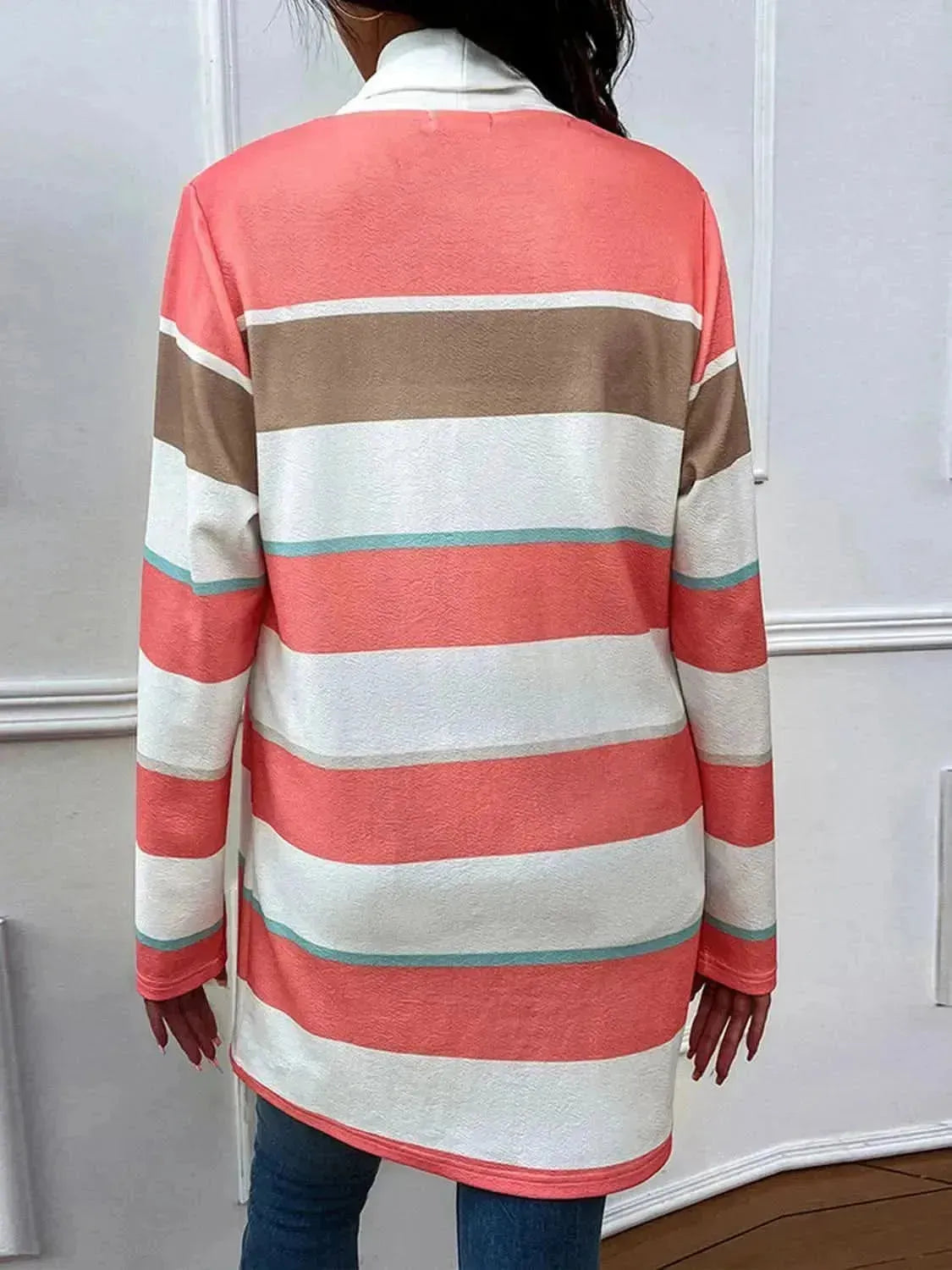 Striped Open Front Longline Cardigan - Bad Moms Club