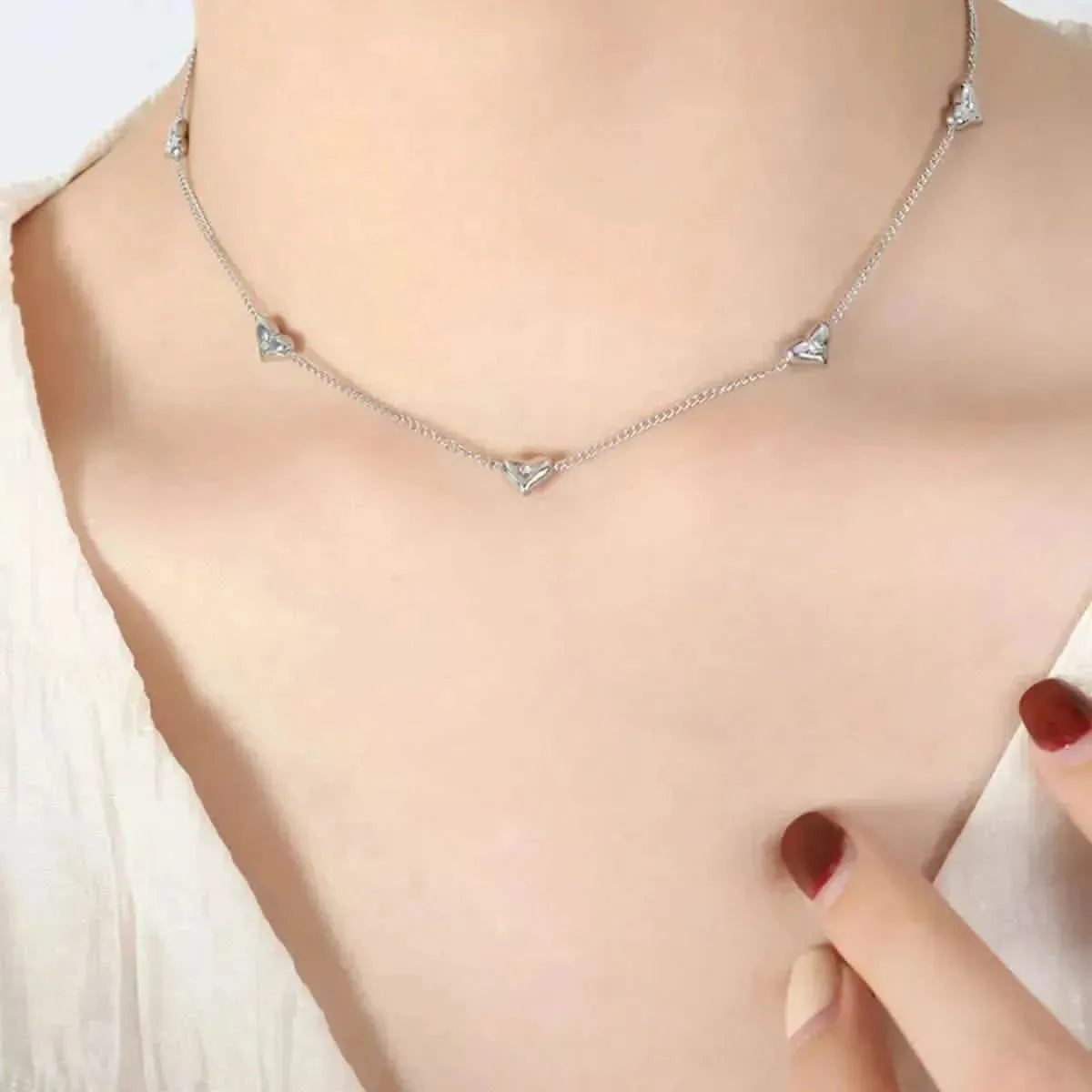 Titanium Steel Zircon Heart Necklace - Bad Moms Club