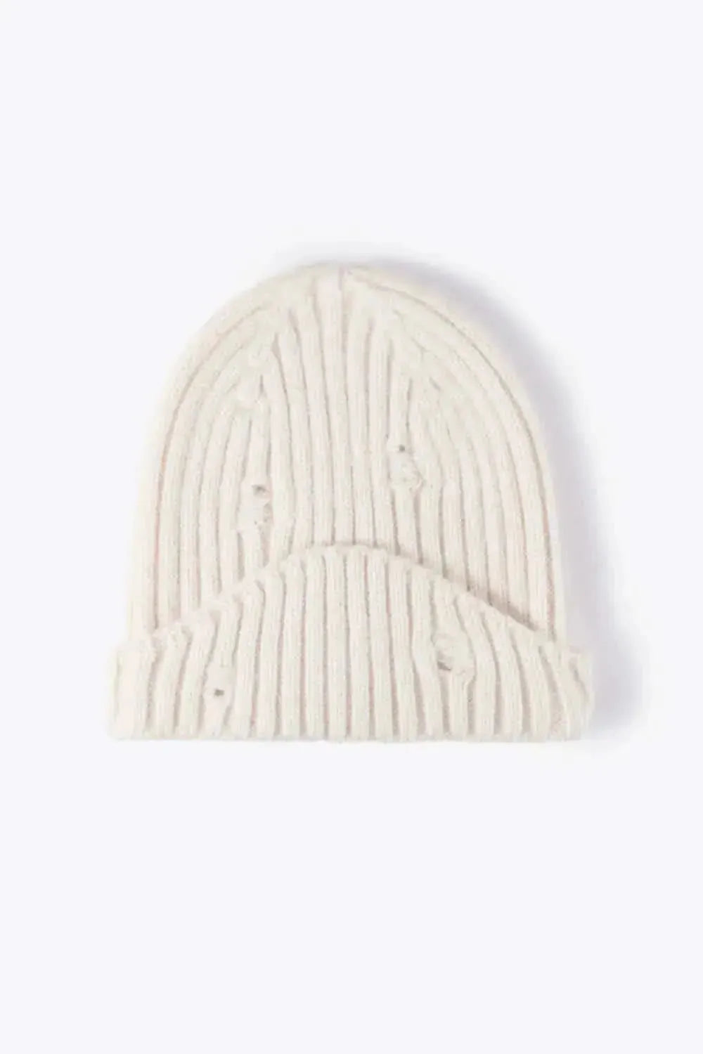Distressed Rib-Knit Beanie - Bad Moms Club