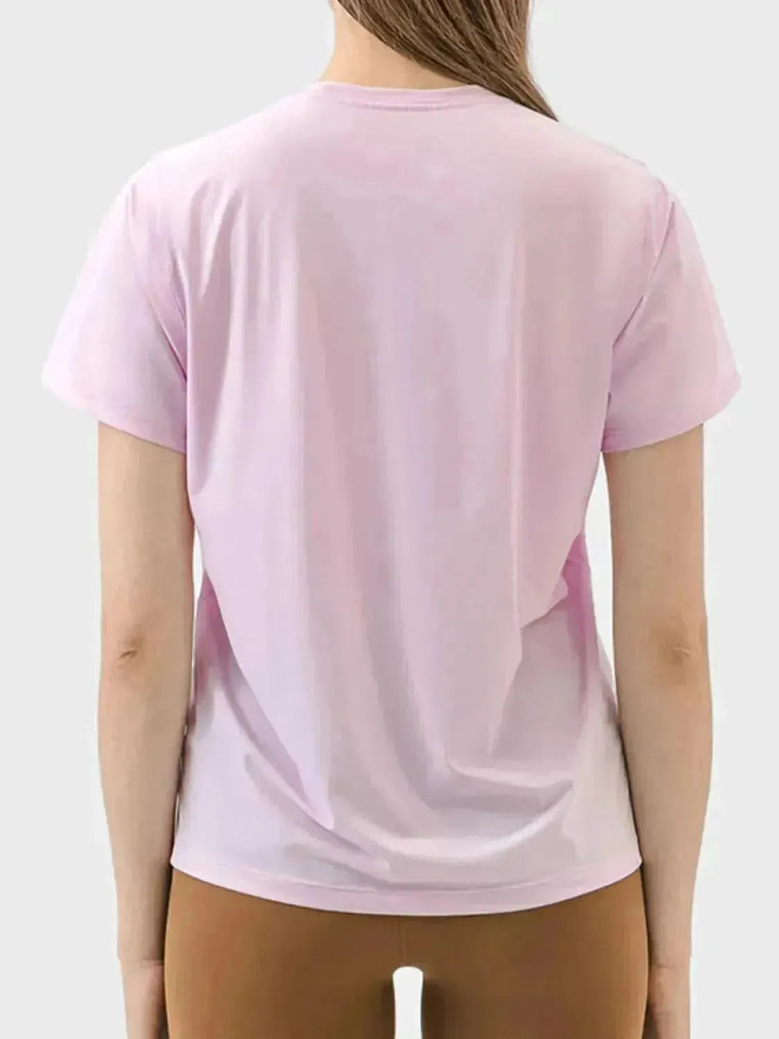 Slit Round Neck Short Sleeve Active T-Shirt - Bad Moms Club