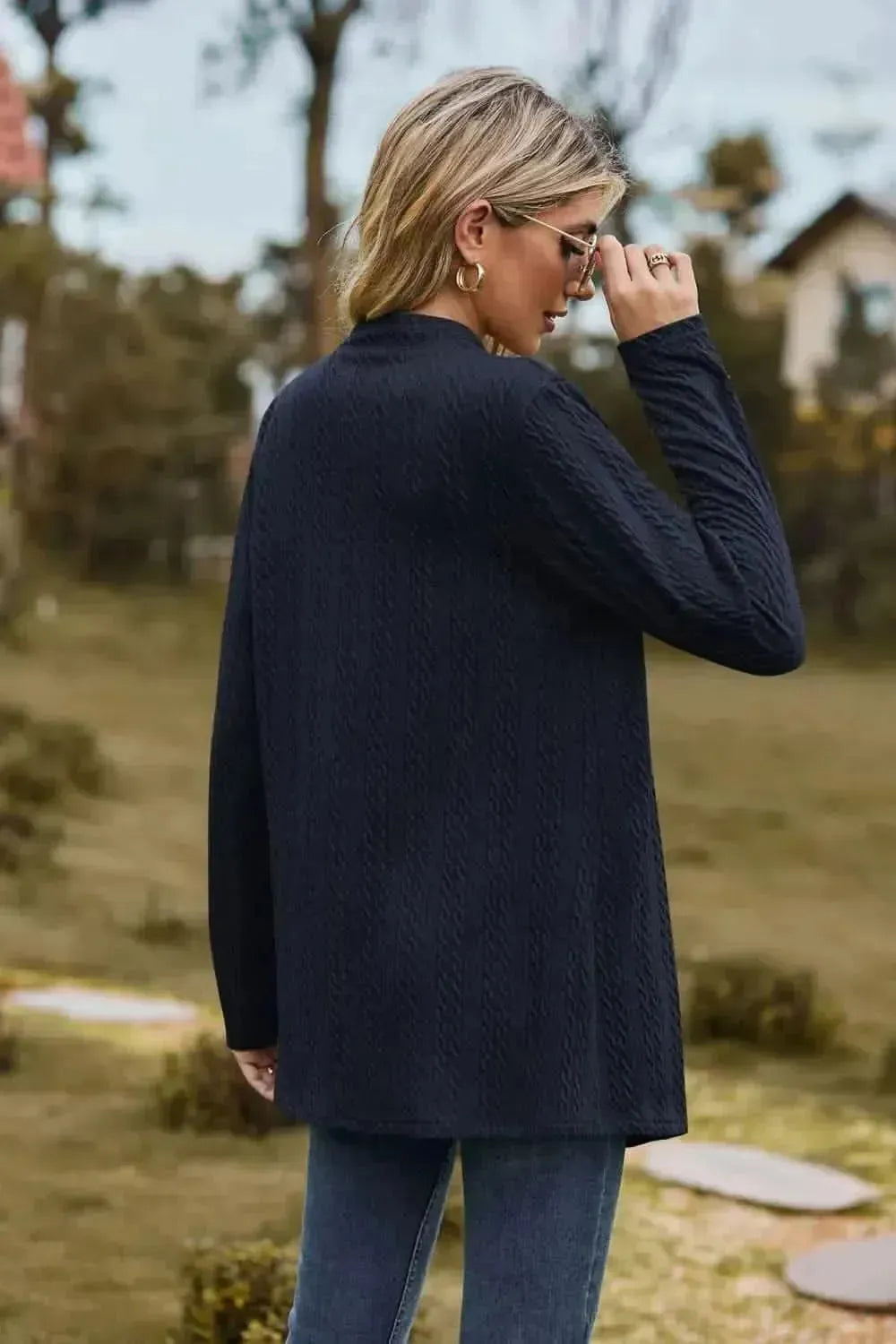 Open Front Long Sleeve Cardigan - Bad Moms Club