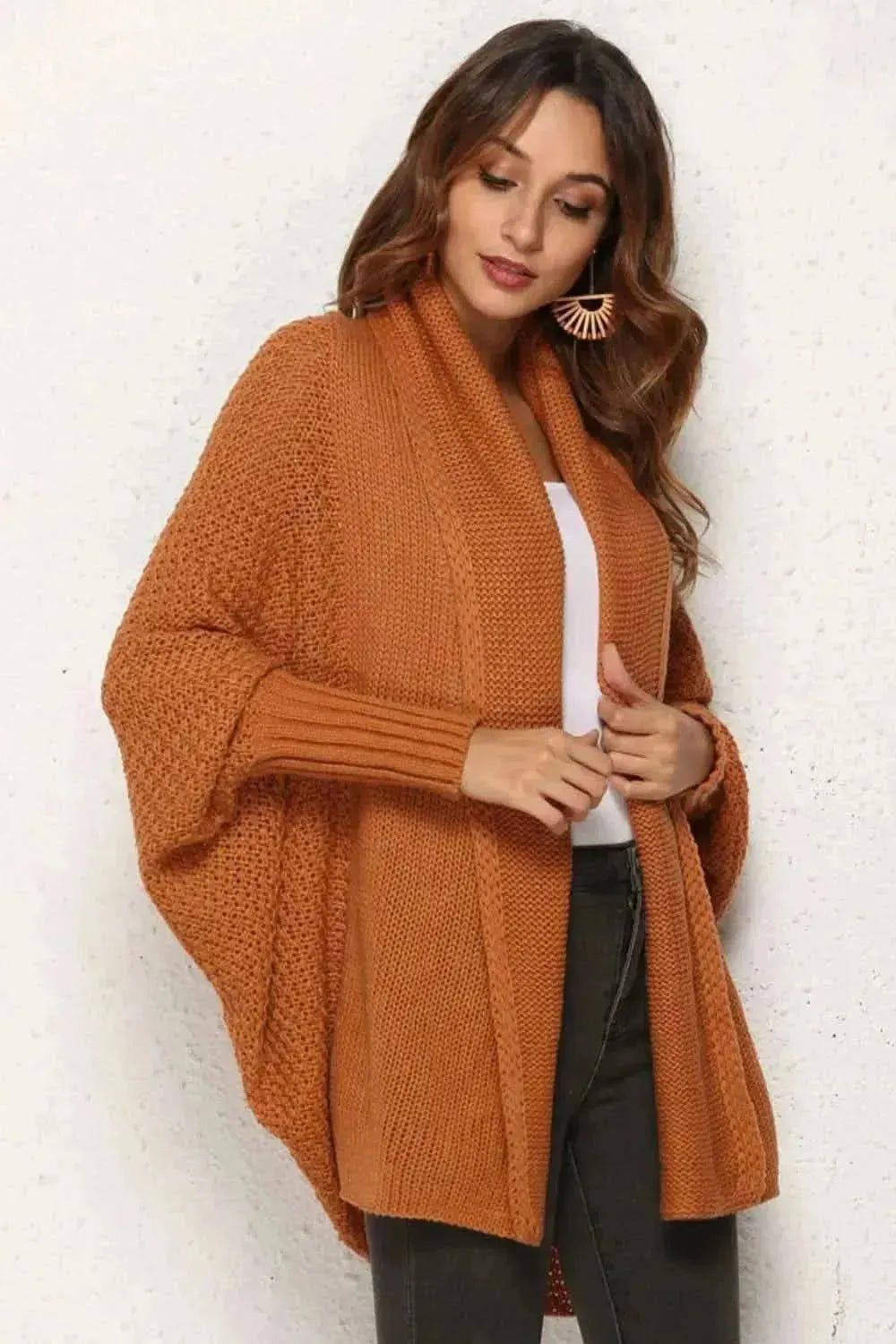 Open Front Dolman Sleeve Longline Cardigan - Bad Moms Club