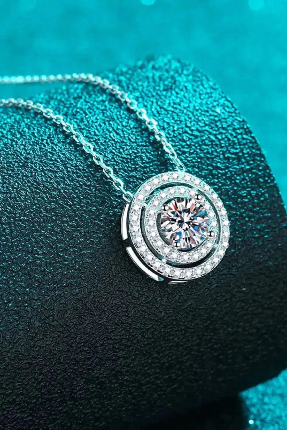 Moissanite Round Pendant Rhodium-Plated Necklace - Bad Moms Club