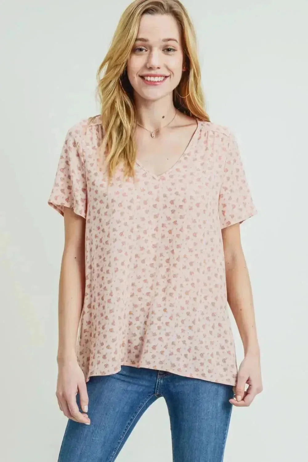 Cotton Bleu by Nu Label Printed V-Neck Short Sleeve T-Shirt - Bad Moms Club