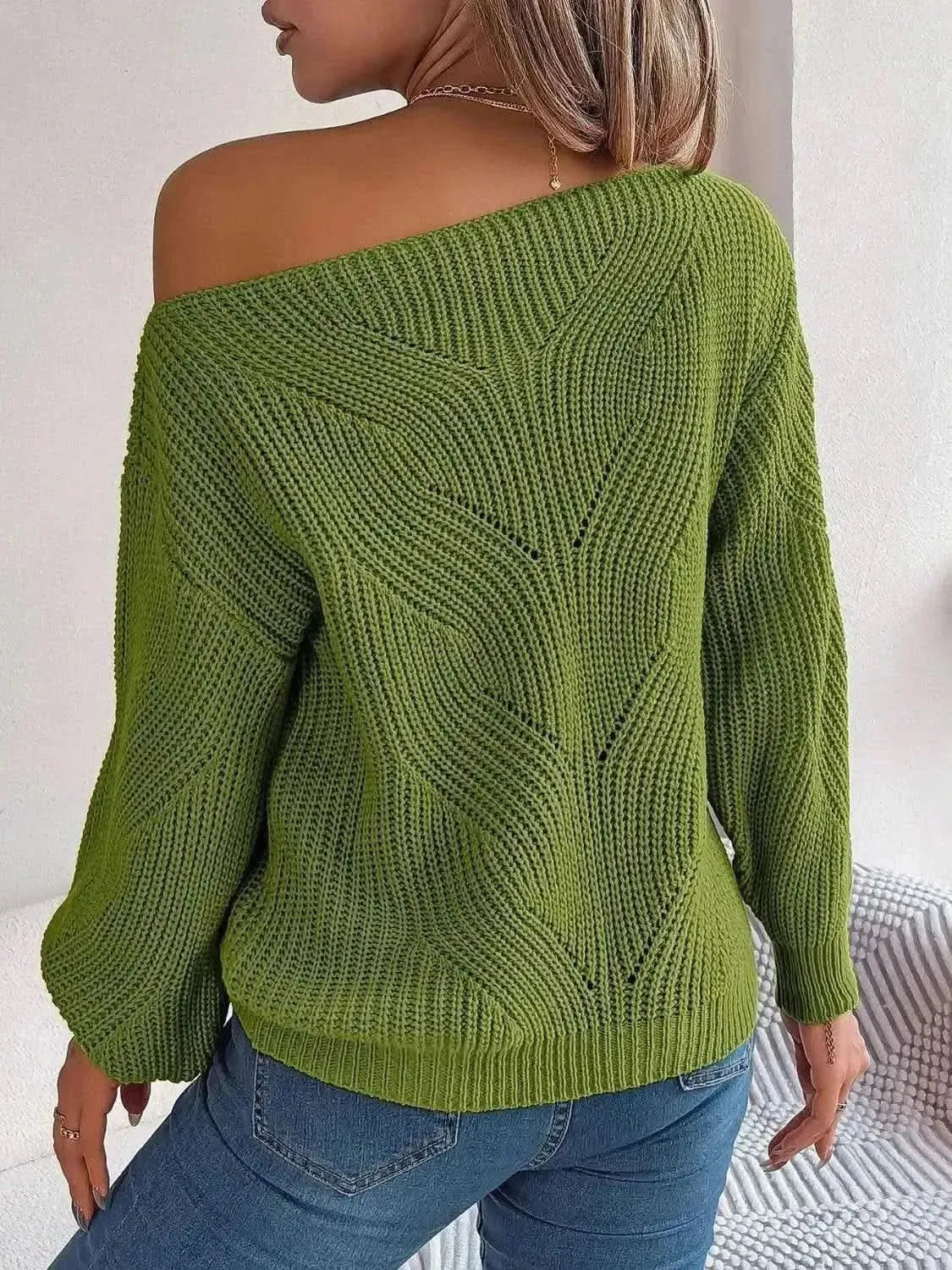 Openwork Long Sleeve Sweater - Bad Moms Club