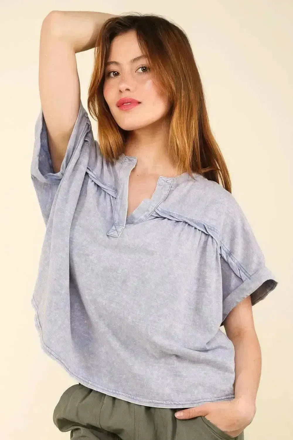 VERY J Nochted Short Sleeve Washed T-Shirt - Bad Moms Club