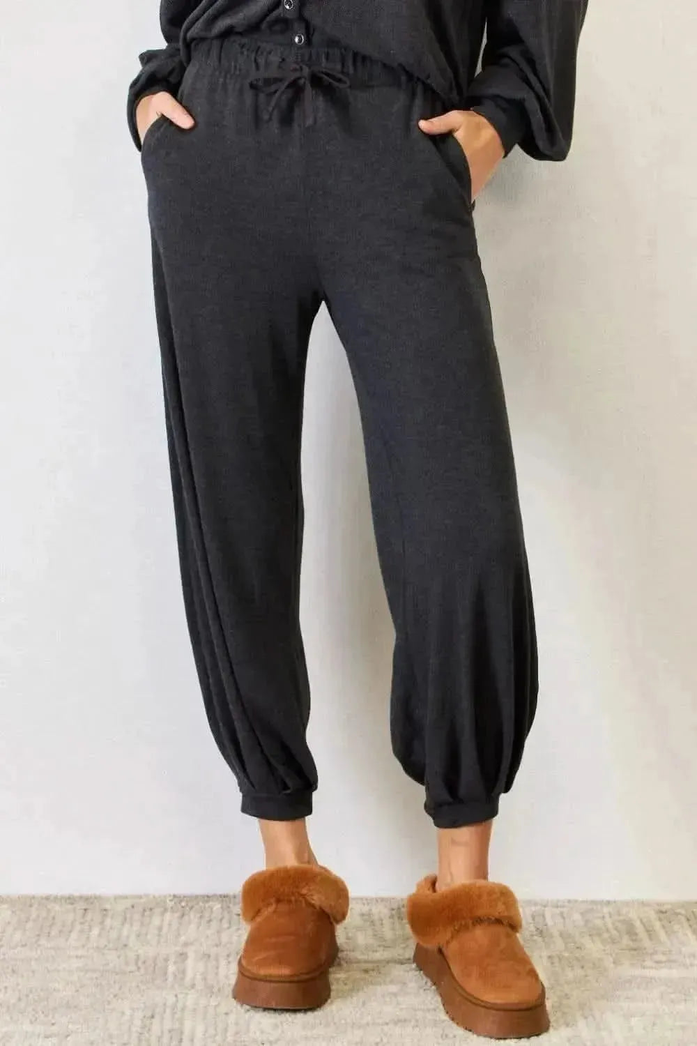 RISEN Ultra Soft High Waist Drawstring Lounge Joggers - Bad Moms Club