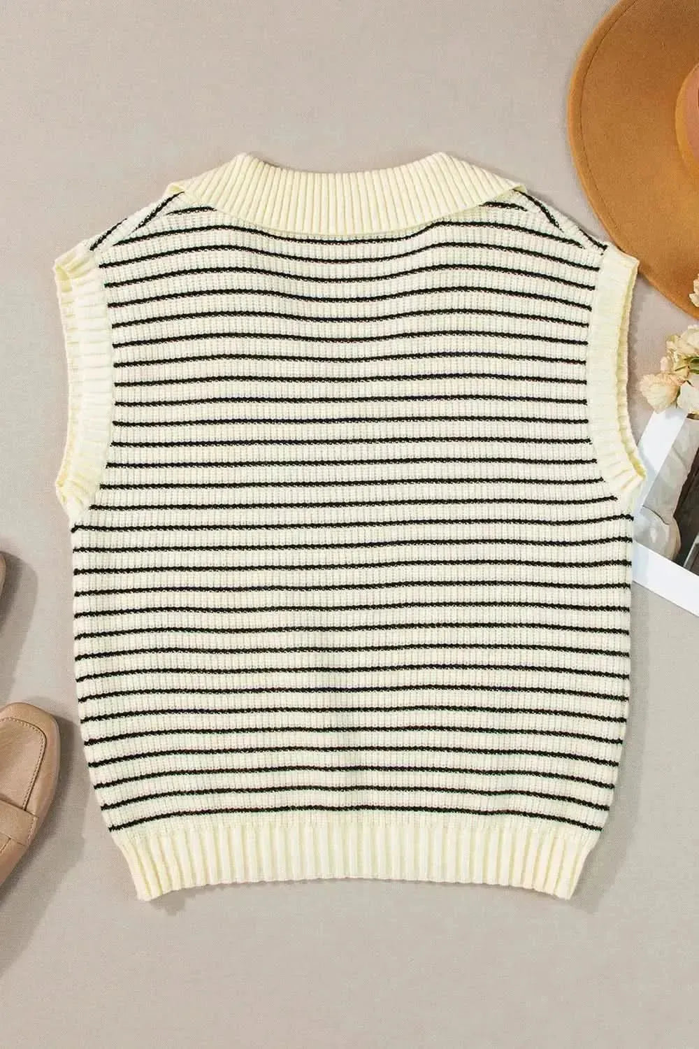 Striped Collared Neck Tank - Bad Moms Club