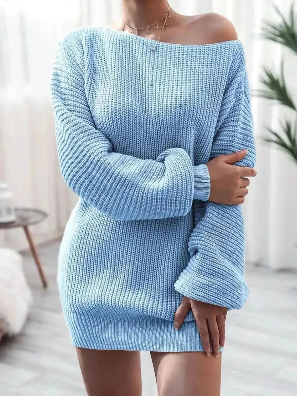 Rib-Knit Mini Sweater Dress - Bad Moms Club