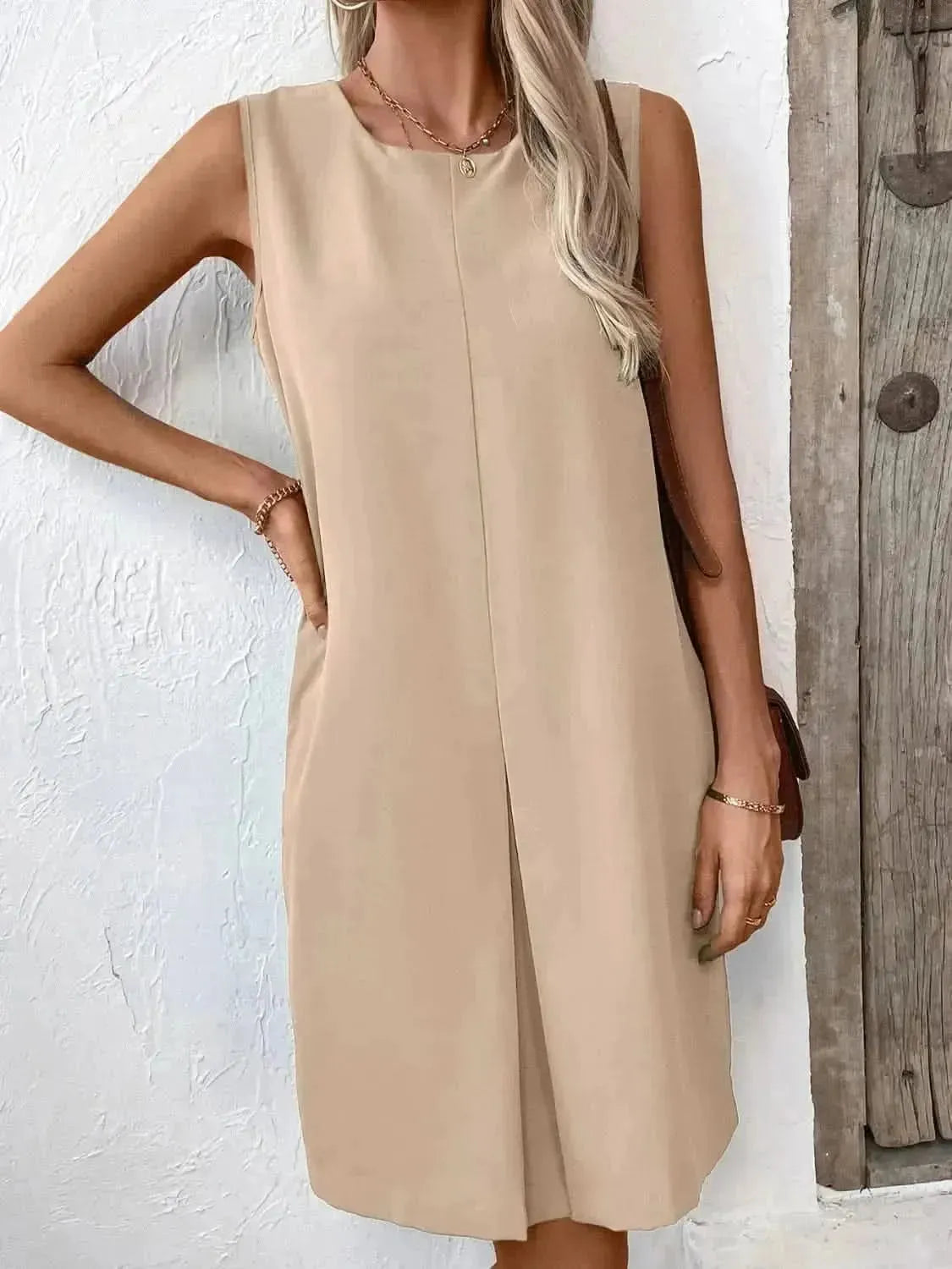 Ivy Lane Pocketed Round Neck Sleeveless Mini Dress - Bad Moms Club