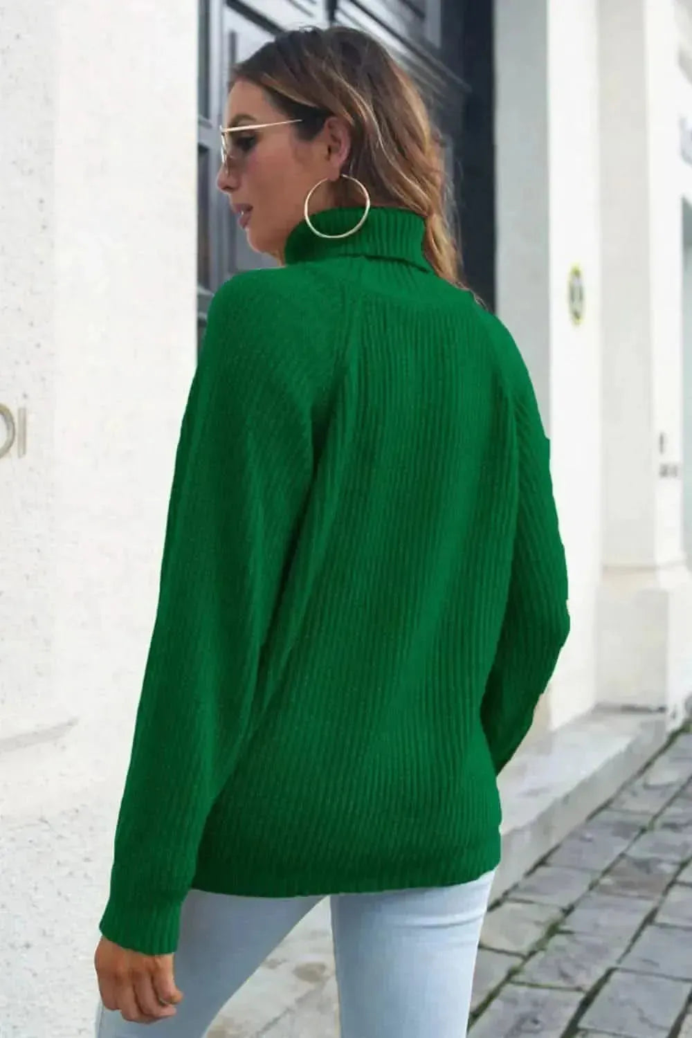 Turtleneck Rib-Knit Sweater - Bad Moms Club