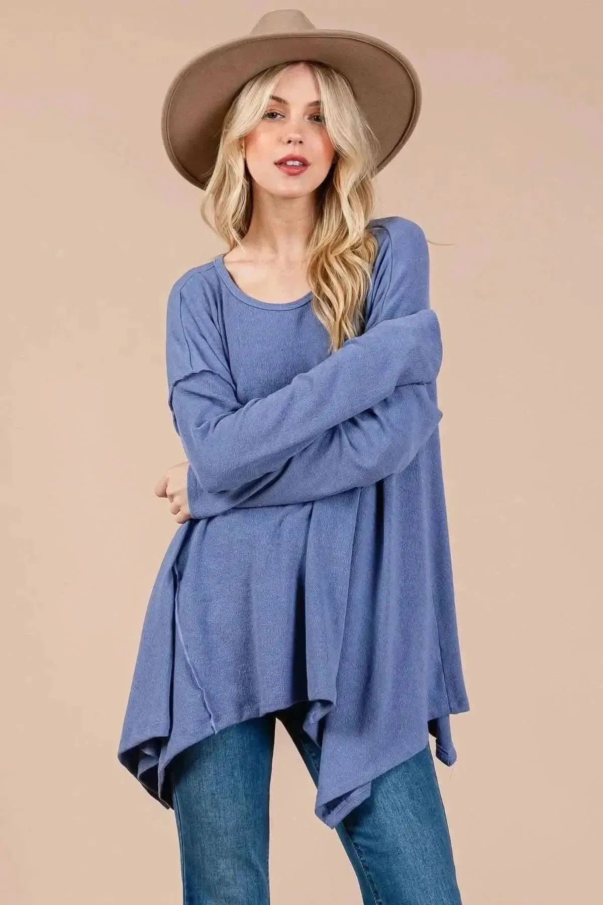 Ces Femme Asymmetrical Long Sleeve top - Bad Moms Club
