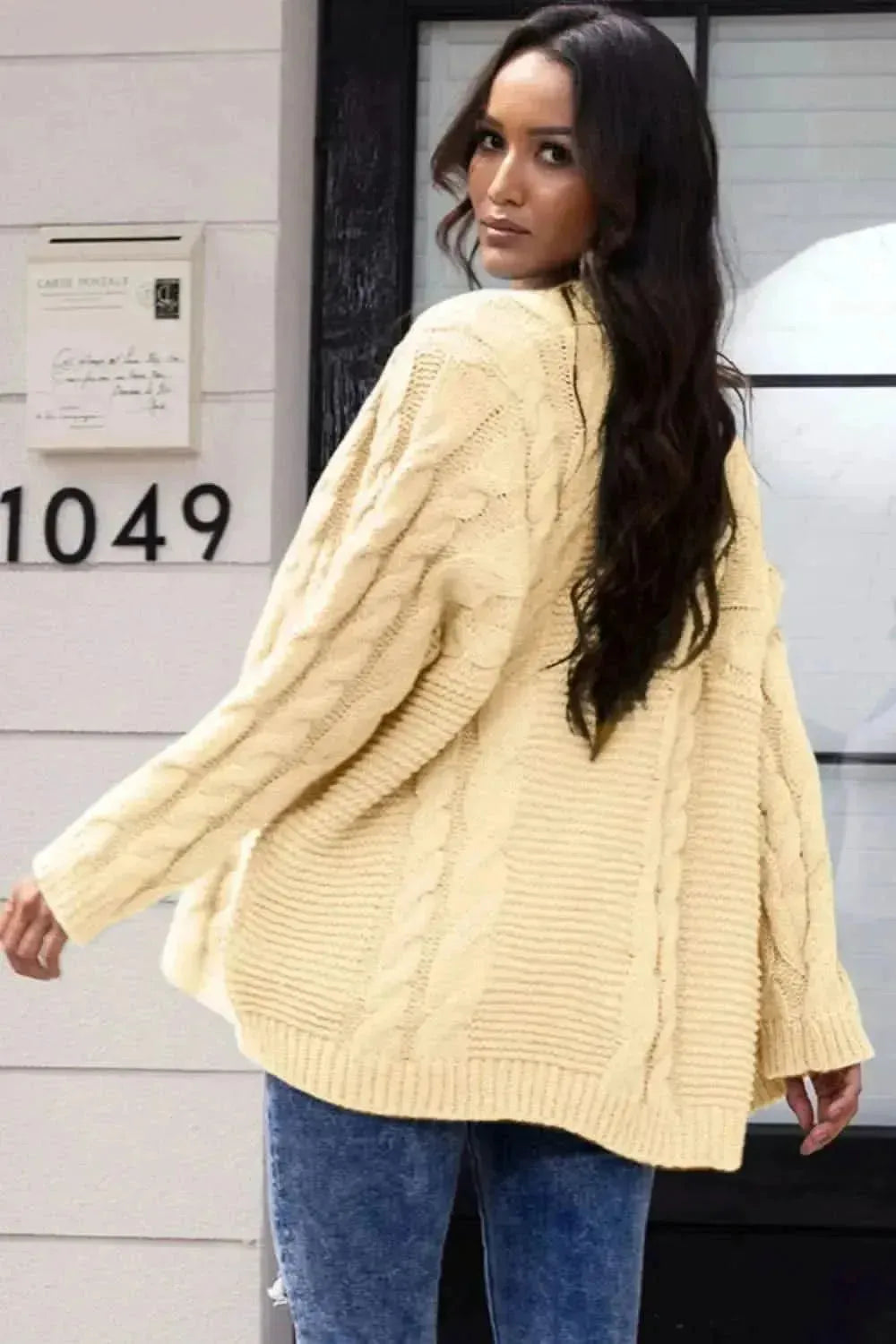 Open Front Cable-Knit Cardigan - Bad Moms Club