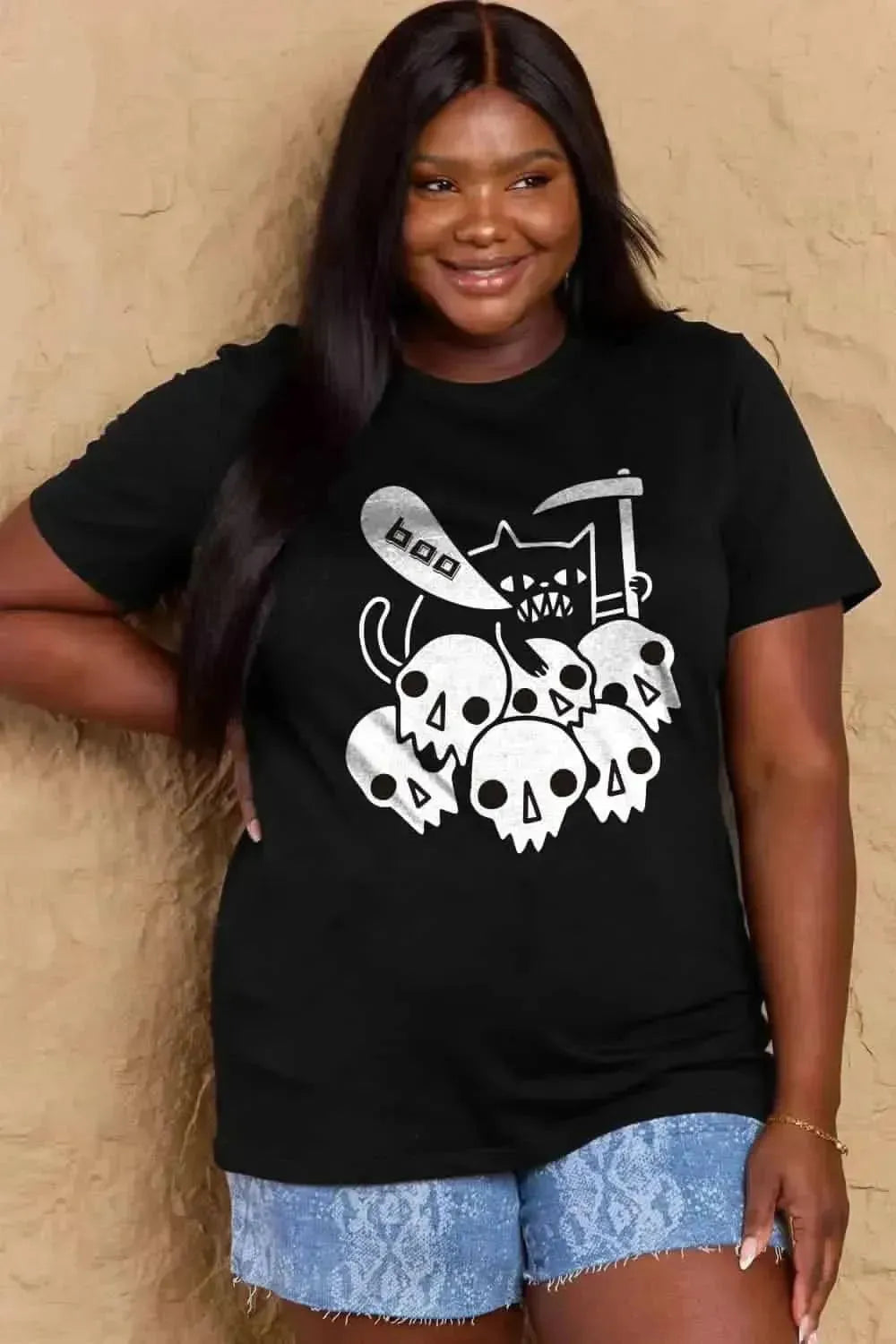 Simply Love Full Size Graphic BOO Cotton T-Shirt - Bad Moms Club