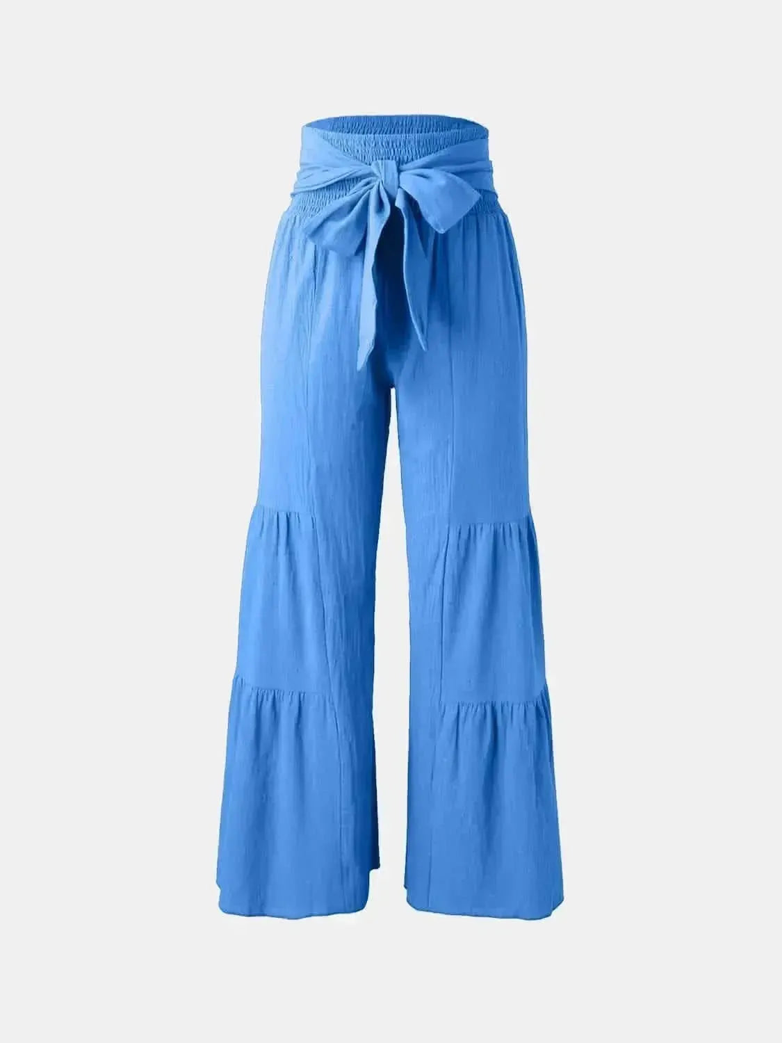 Tied Ruched Wide Leg Pants - Bad Moms Club