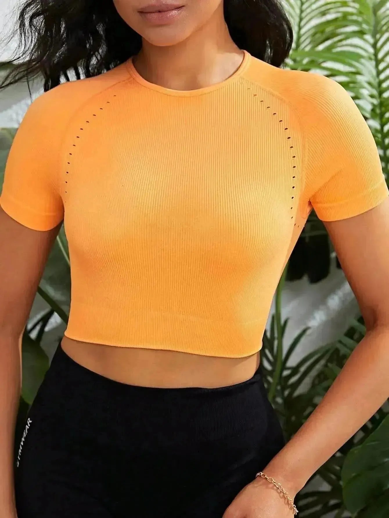 Cropped Round Neck Active Top - Bad Moms Club