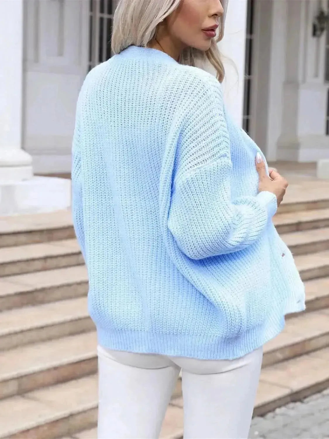 V-Neck Drop Shoulder Cardigan - Bad Moms Club