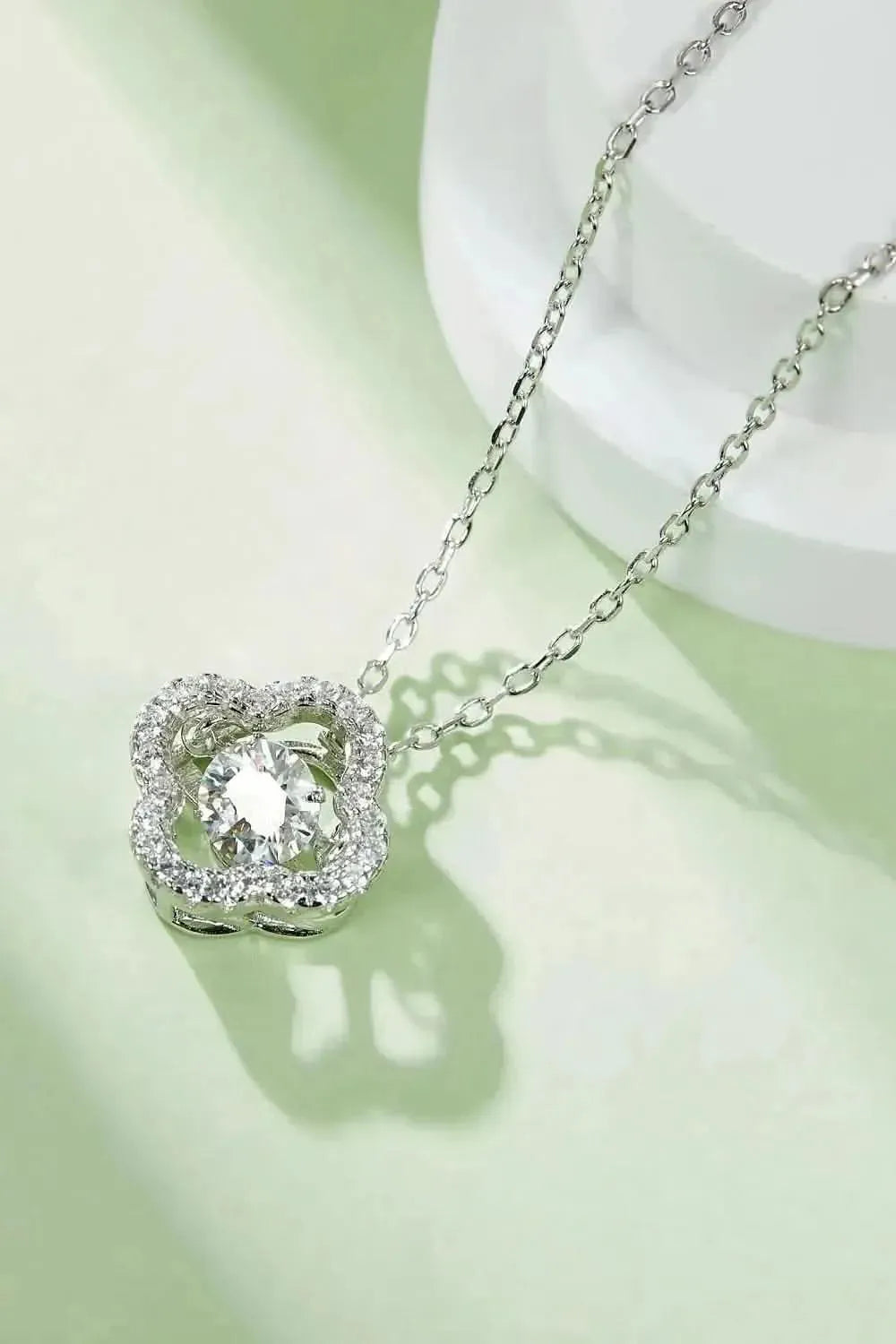 Moissanite Four Leaf Clover Pendant Necklace - Bad Moms Club