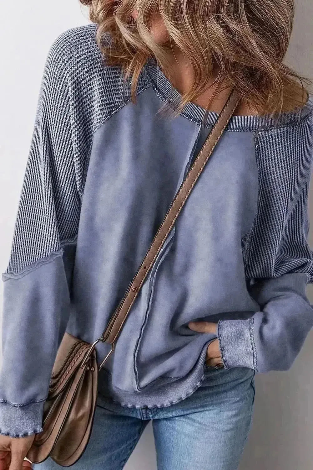 Exposed Seam Long Sleeve Sweatshirt - Bad Moms Club