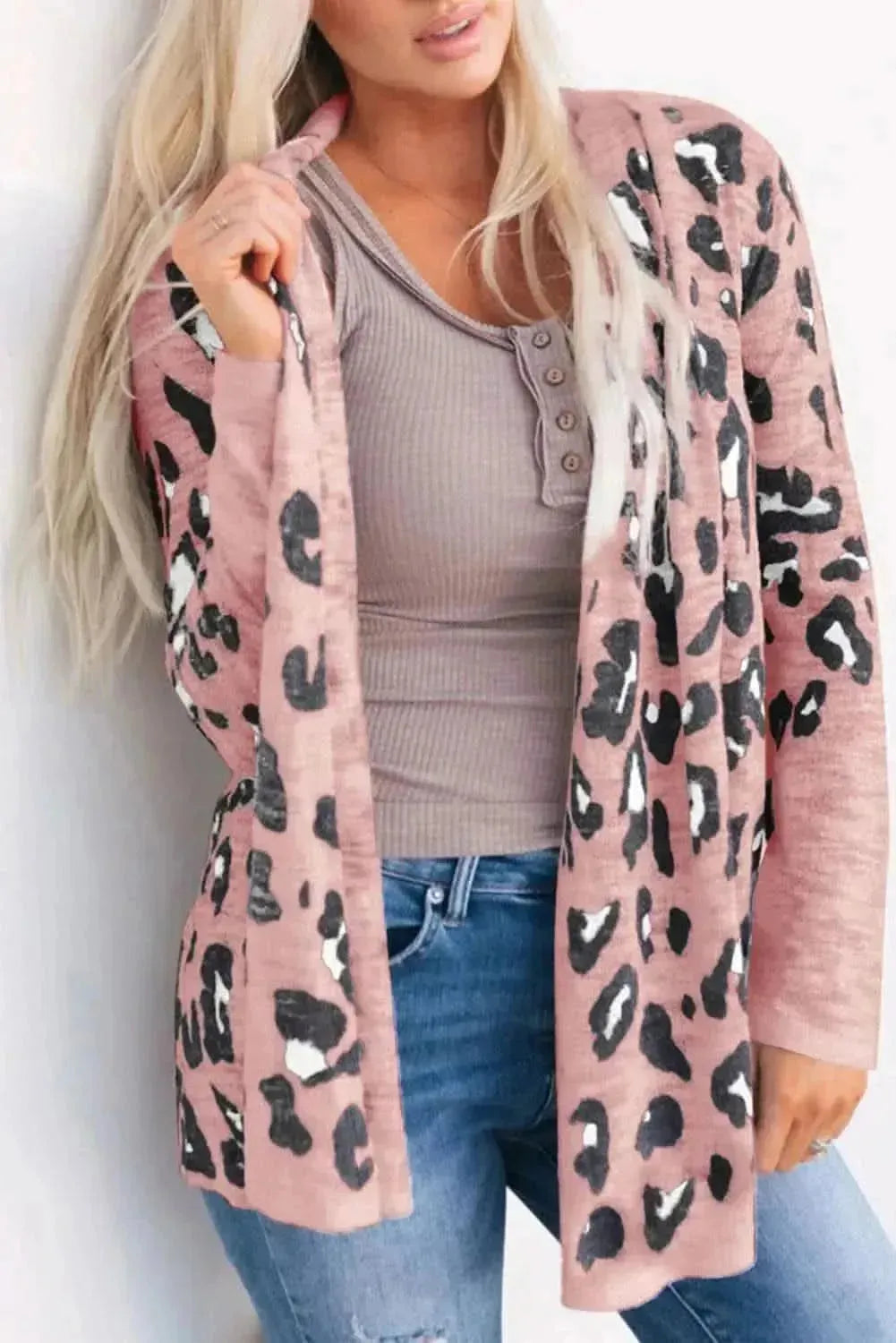 Printed Long Sleeve Cardigan - Bad Moms Club