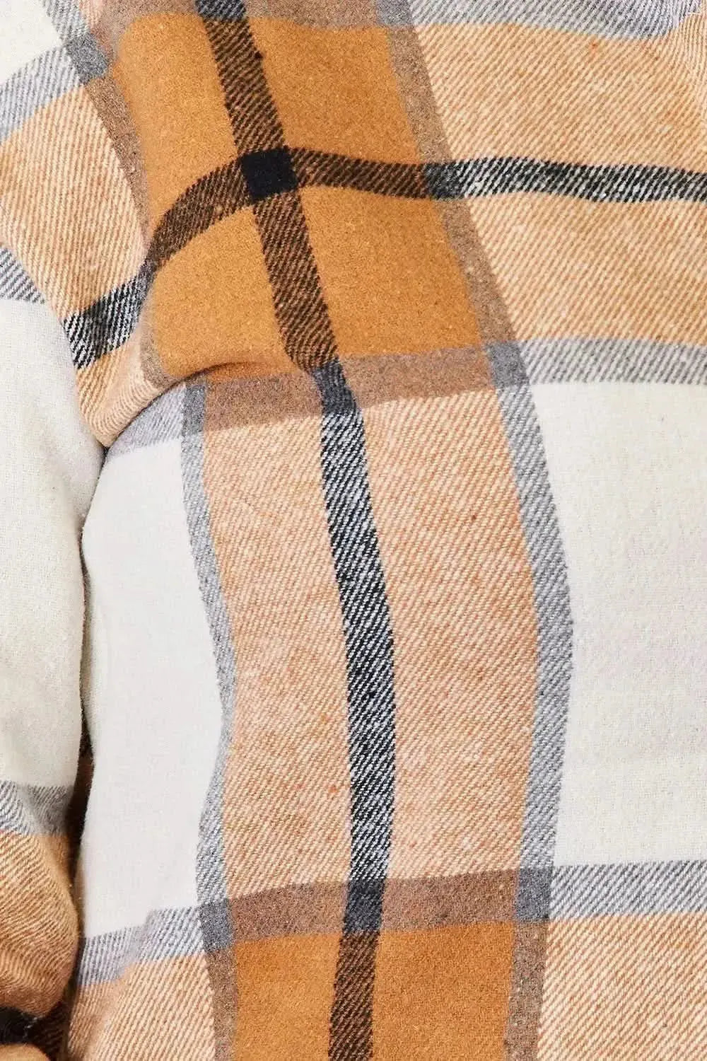 Perfee Plaid Print Dropped Shoulder Shirt - Bad Moms Club