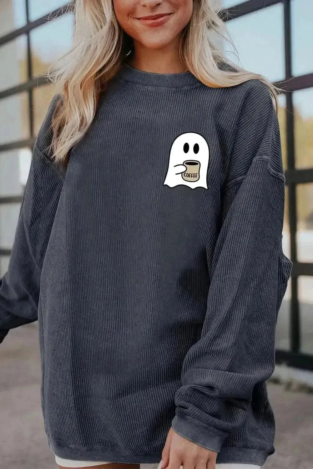 Ghost Graphic Drop Shoulder Sweatshirt - Bad Moms Club