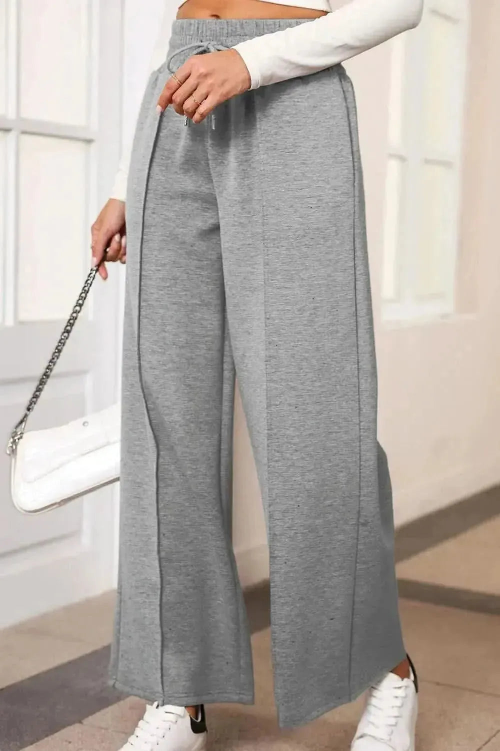 Drawstring Wide Leg Pants with Pockets - Bad Moms Club