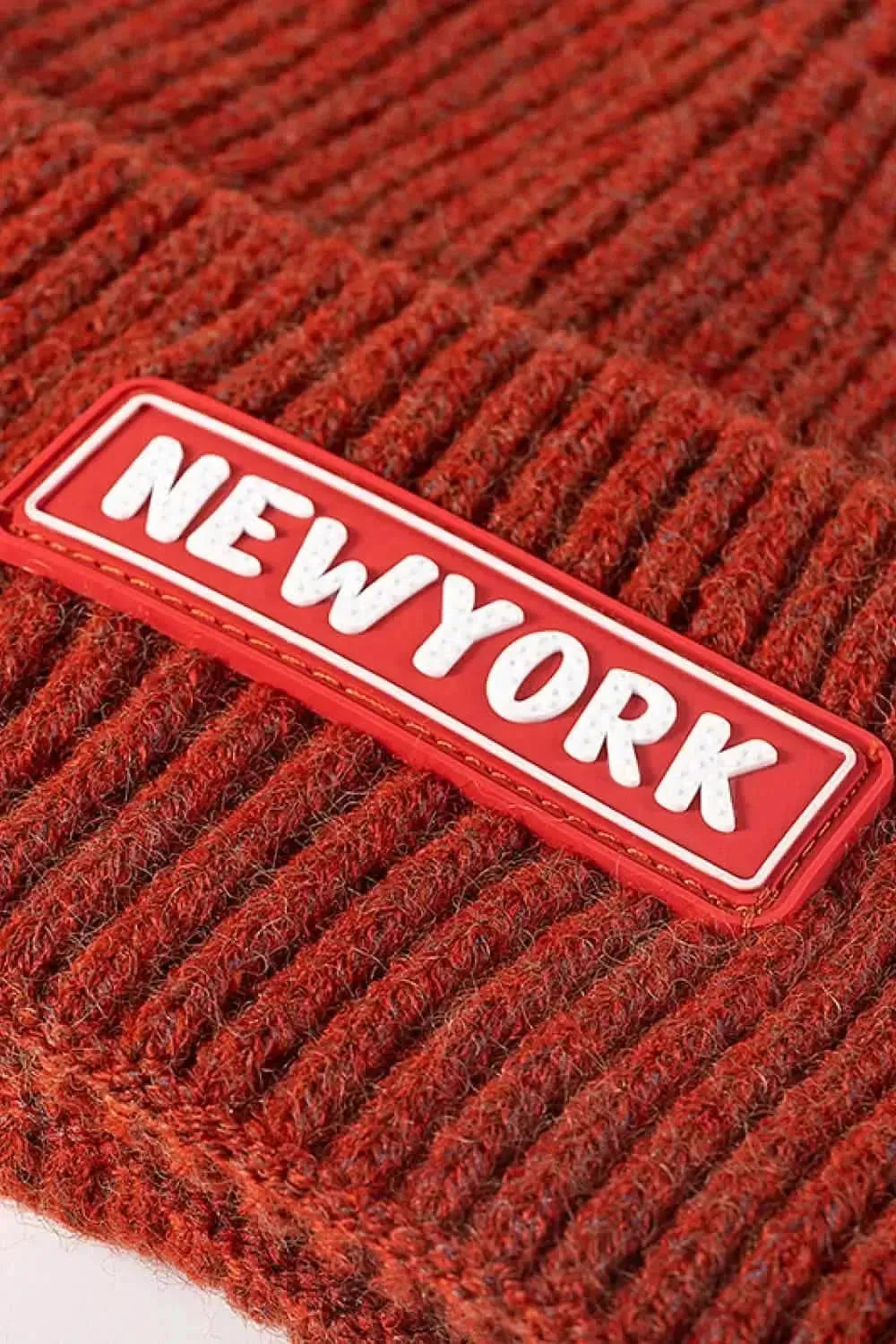 NEWYORK Patch Rib-Knit Cuffed Beanie - Bad Moms Club