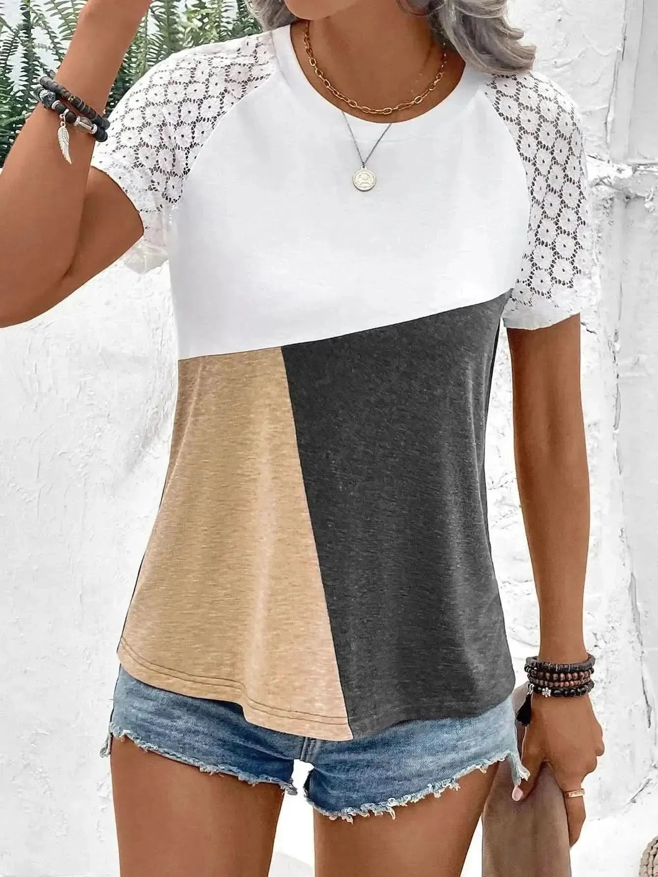 Ivy Lane Color Block Raglan Sleeve Round Neck Tee - Bad Moms Club