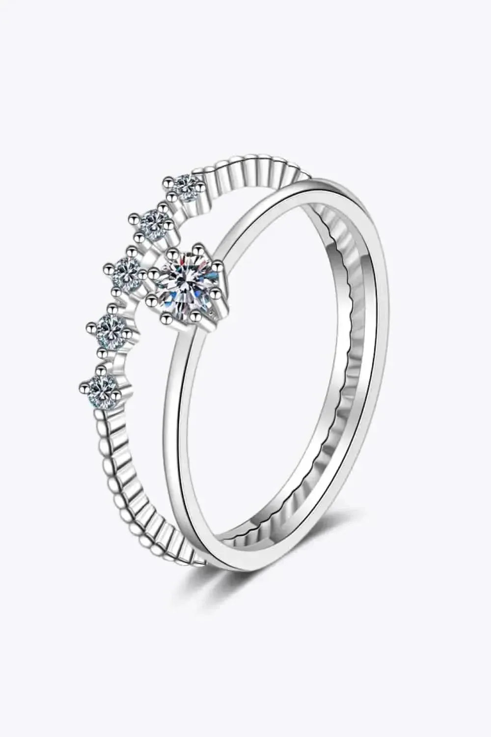 Moissanite 925 Sterling Silver Two-Piece Ring Set - Bad Moms Club