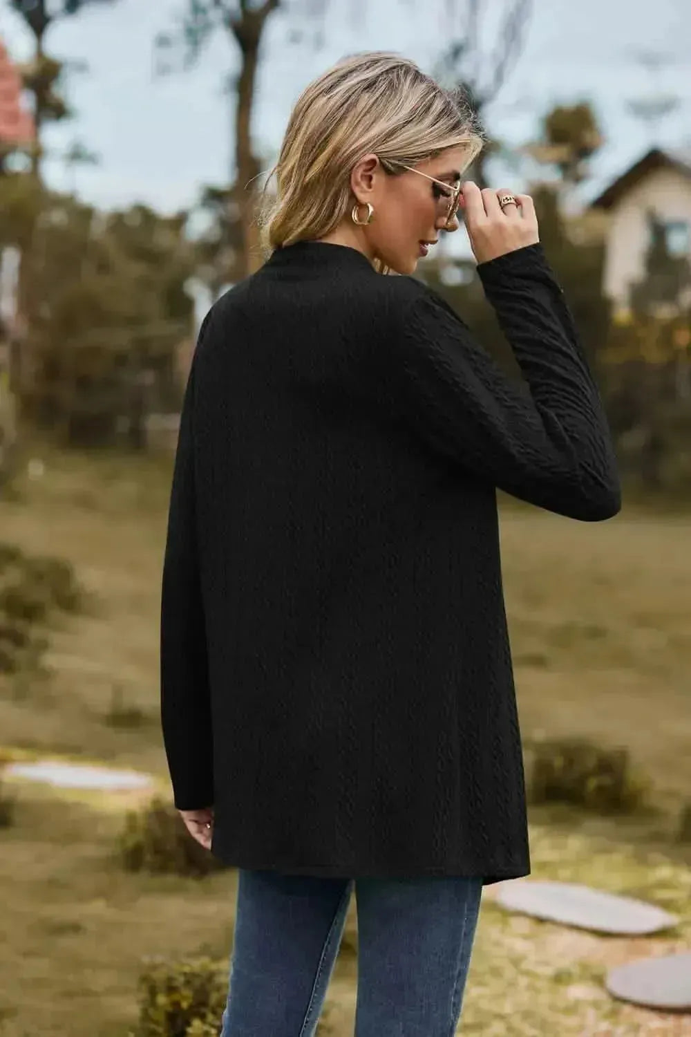 Open Front Long Sleeve Cardigan - Bad Moms Club