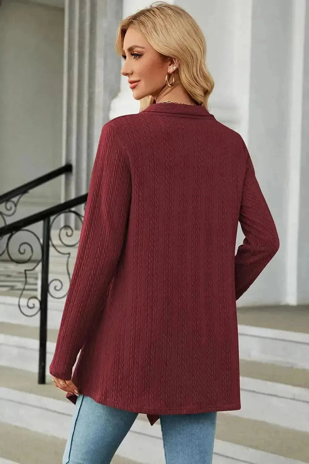 Open Front Long Sleeve Cardigan - Bad Moms Club
