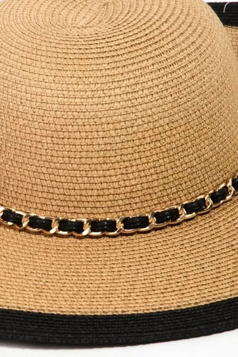 Fame Chain Black Trim Straw Hat - Bad Moms Club