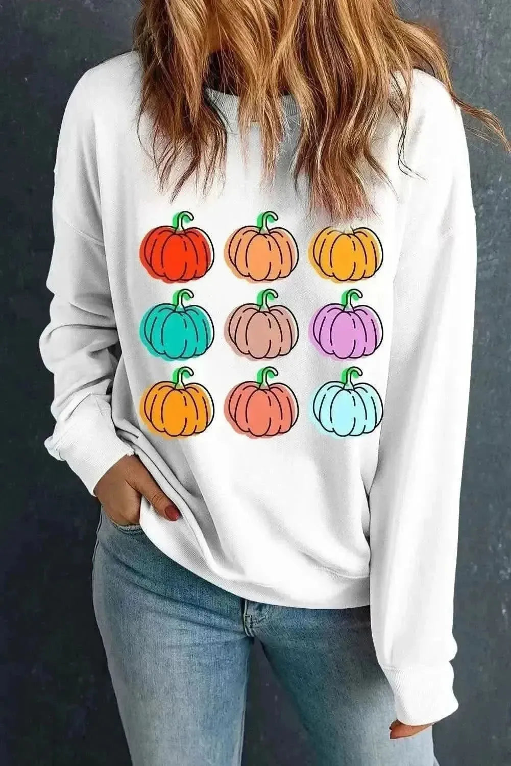 Pumpkin Graphic Long Sleeve Sweatshirt - Bad Moms Club