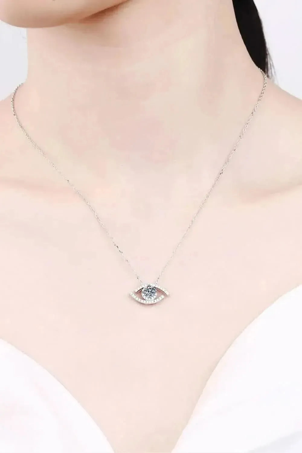 Moissanite Evil Eye Pendant 925 Sterling Silver Necklace - Bad Moms Club
