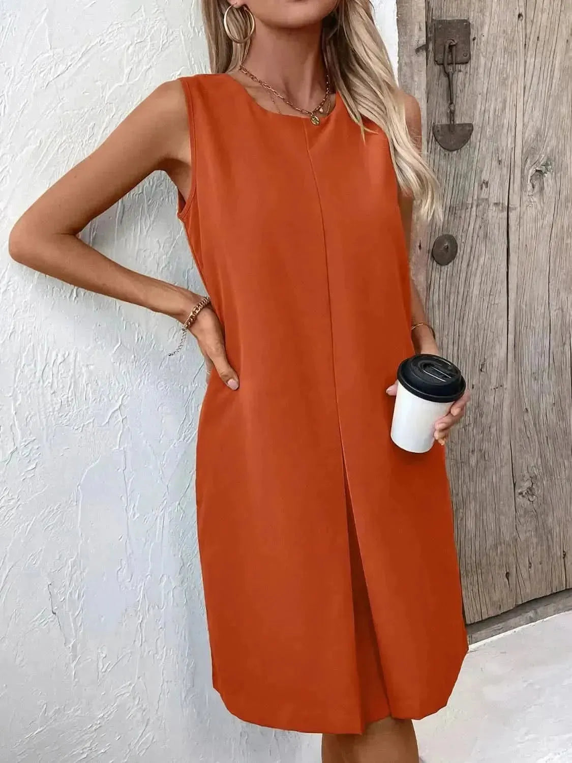 Ivy Lane Pocketed Round Neck Sleeveless Mini Dress - Bad Moms Club