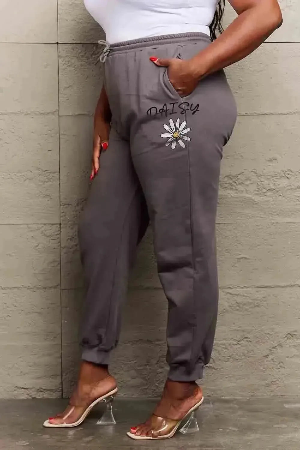 Simply Love Simply Love Full Size Drawstring DAISY Graphic Long Sweatpants - Bad Moms Club