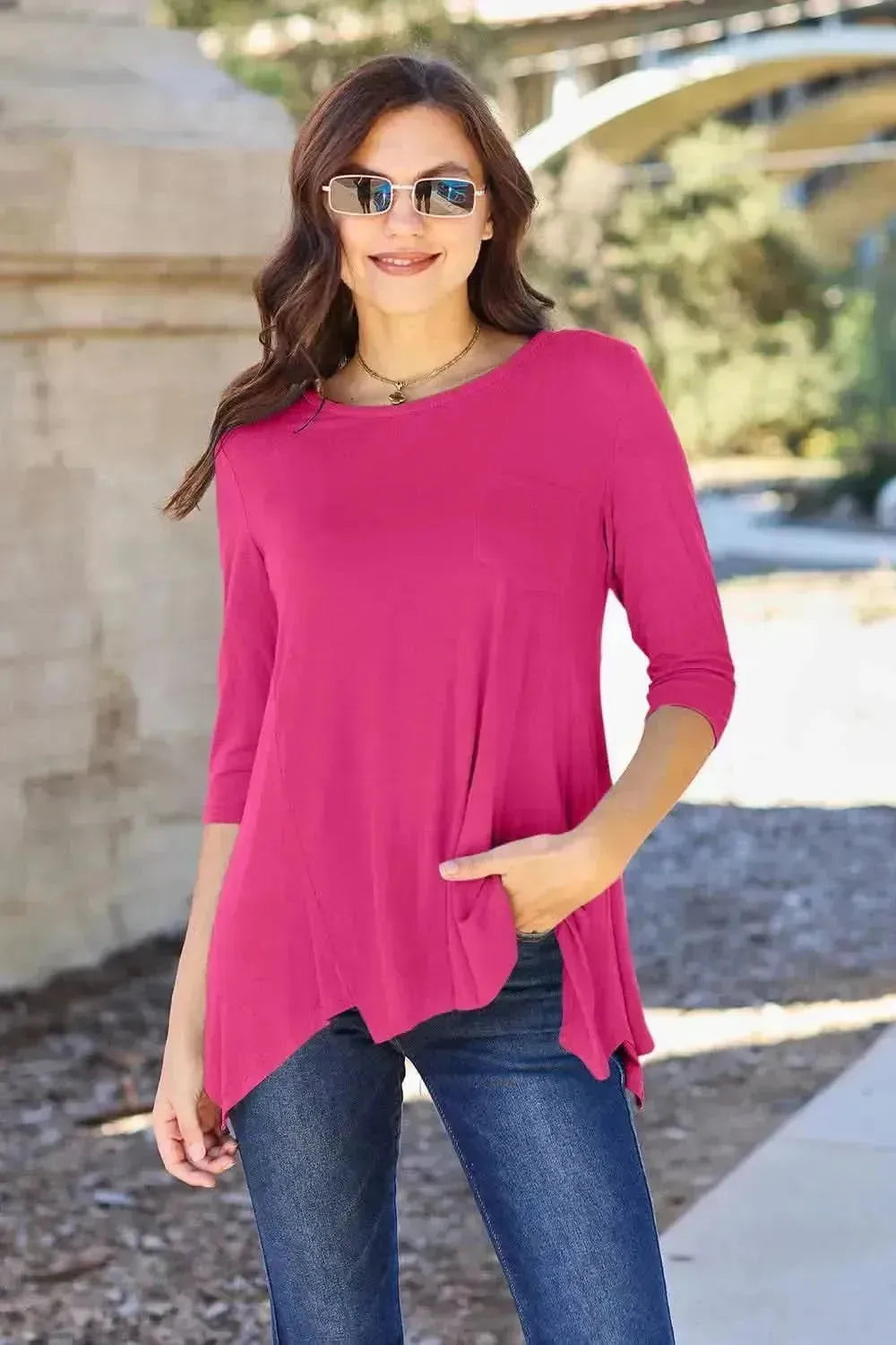 Basic Bae Full Size Round Neck Pocketed T-Shirt - Bad Moms Club